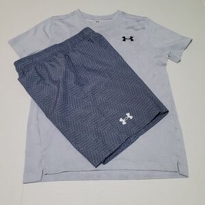 Under Armour Light Gray and White Performance Tee